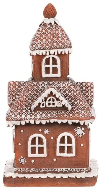 Dekoracja świąteczna Domek z piernika, polyresin, LED, brązowy