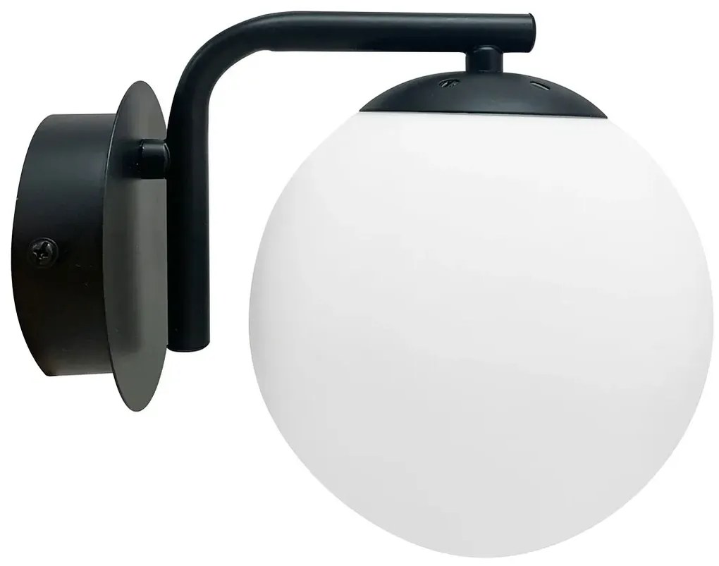 Czarny metalowy kinkiet ze szklanym kloszem - D250 A2-E54