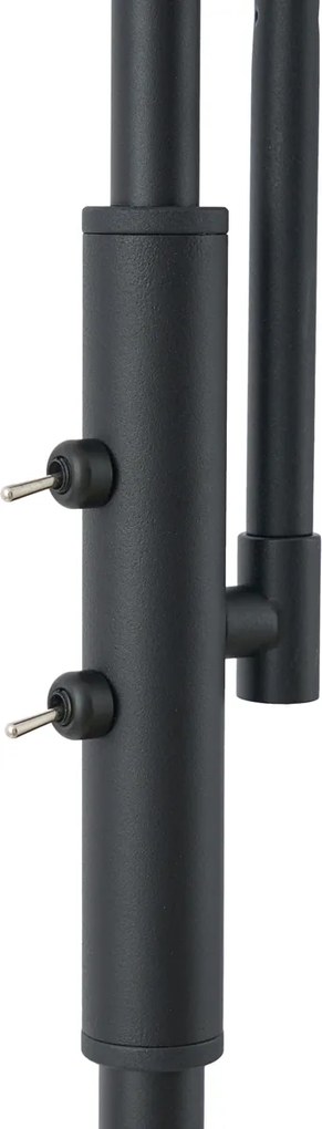 Designerska lampa podłogowa czarna z przydymionym szkłem 2-źródła światła - Brianna