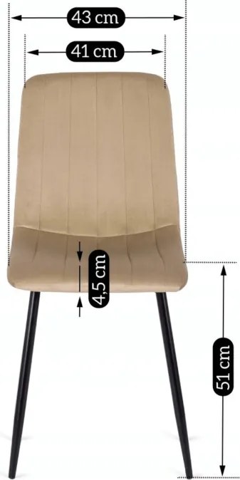 Krzesło Tapicerowane do Jadalni IBIS Beżowe Welurowe Nowoczesne Loft