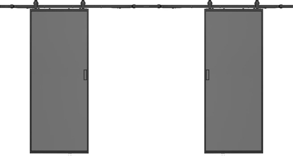 Drzwi przesuwne naścienne podwójne - aluminium i dymione szkło hartowane - 2 x wys. 205 x szer. 73 cm - LINCI II