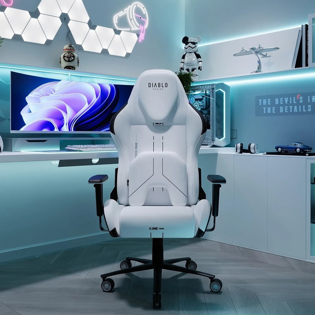 Fotel gamingowy materiałowy Diablo X-One Prime Normal Size, Ghosted White