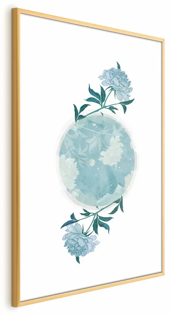 Plakat Kwiecista planeta 21x30 cm z ramą złotą z marginesem ARTGEIST B