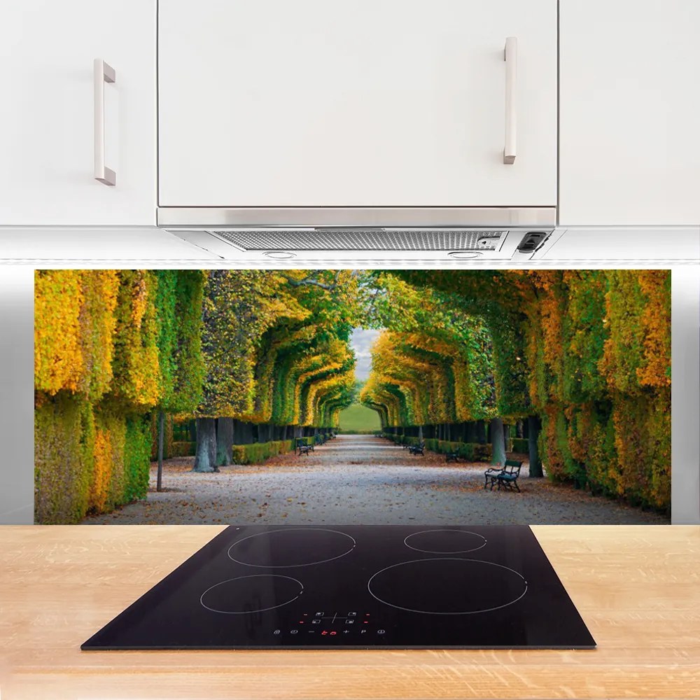 Szkło do Kuchni na Ścianę Jesienny Ogród W Parku