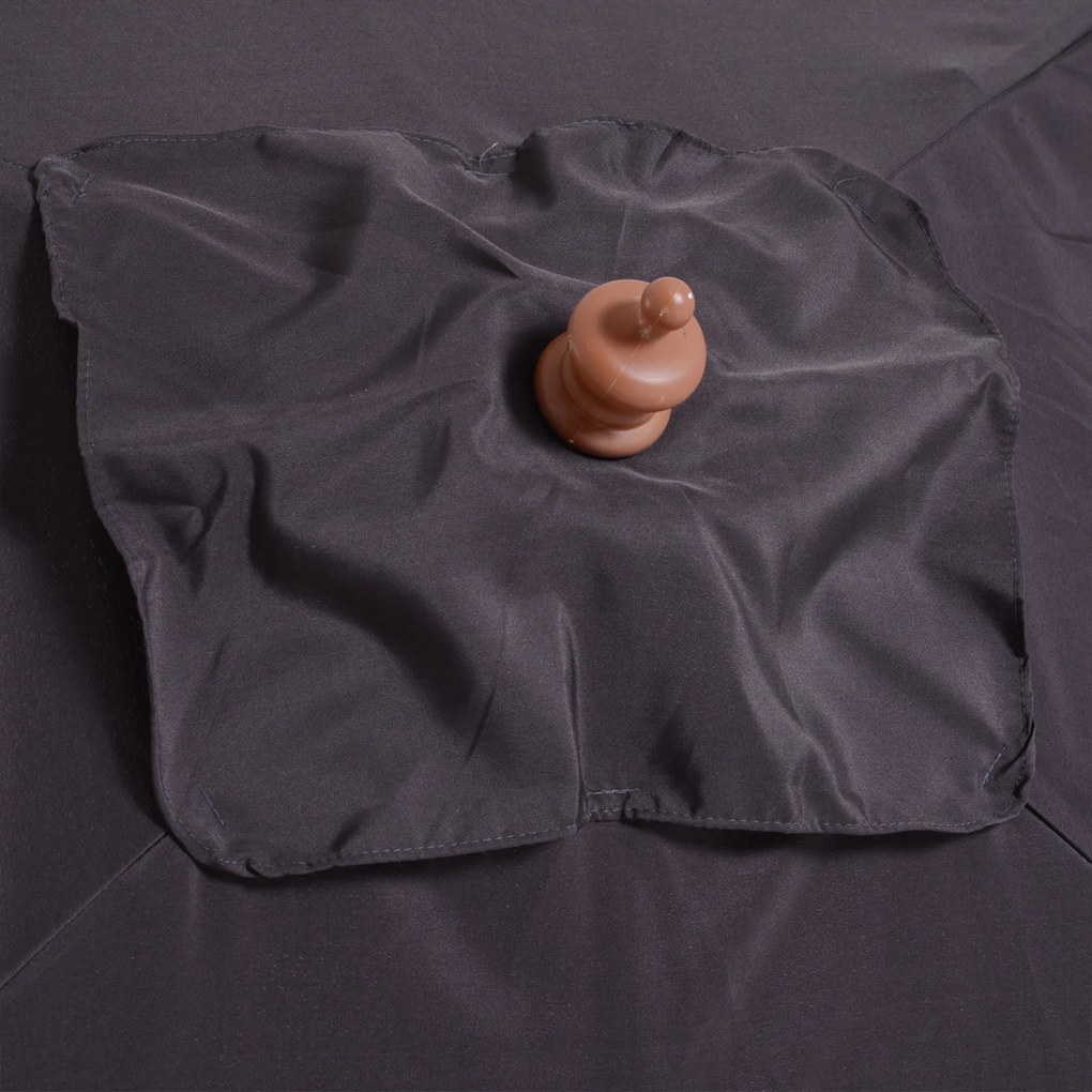 Outsunny Parasol Ogrodowy Drewno Jodłowe Poliester Ciemnoszary 3Stopniowa Regulacja 200x150x230cm | Aosom PL