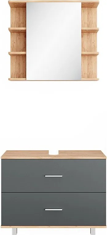 Zestaw mebli łazienkowych antracyt/złoty dąb 80.2x33x60.8 ilias