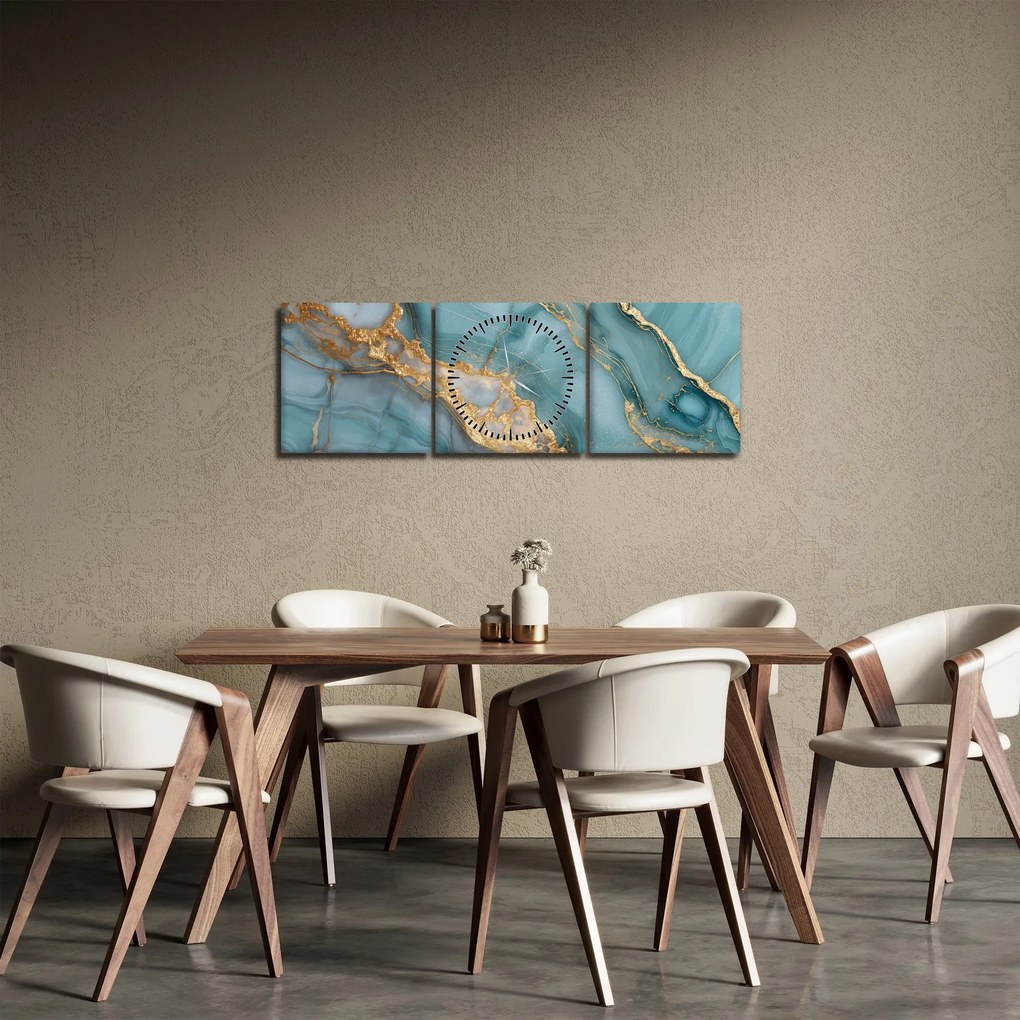 Obraz - Turkusowy marmur (z zegarem) (90x30 cm)