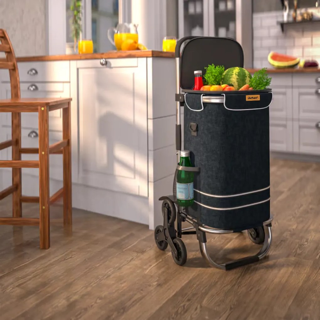 Torba na zakupy na kółkach do schodów COMFORT, 50l, czarna Jurhan