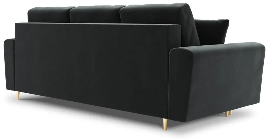 Ciemnoszara aksamitna rozkładana/ze schowkiem sofa 235 cm Kyoto – Cosmopolitan Design