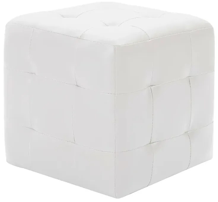 Zestaw białych puf do salonu - Futori 2X