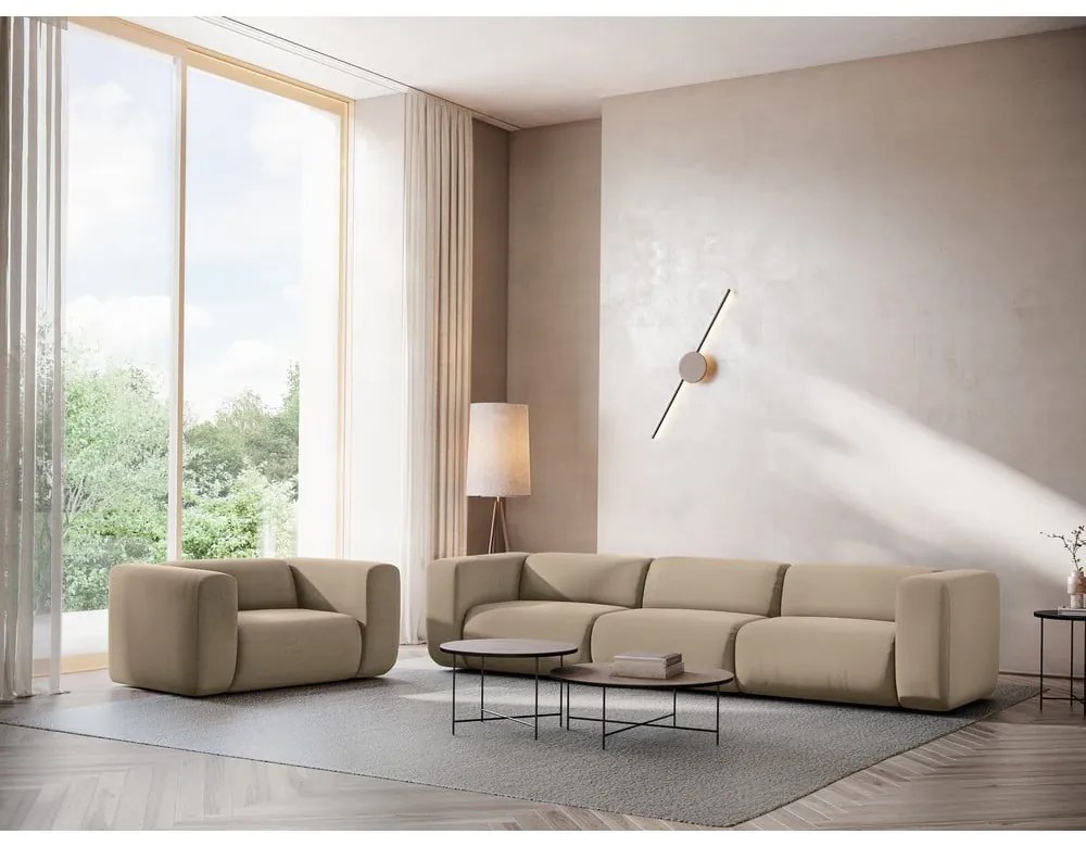 Beżowa aksamitna sofa 228 cm Ekahi – Makamii