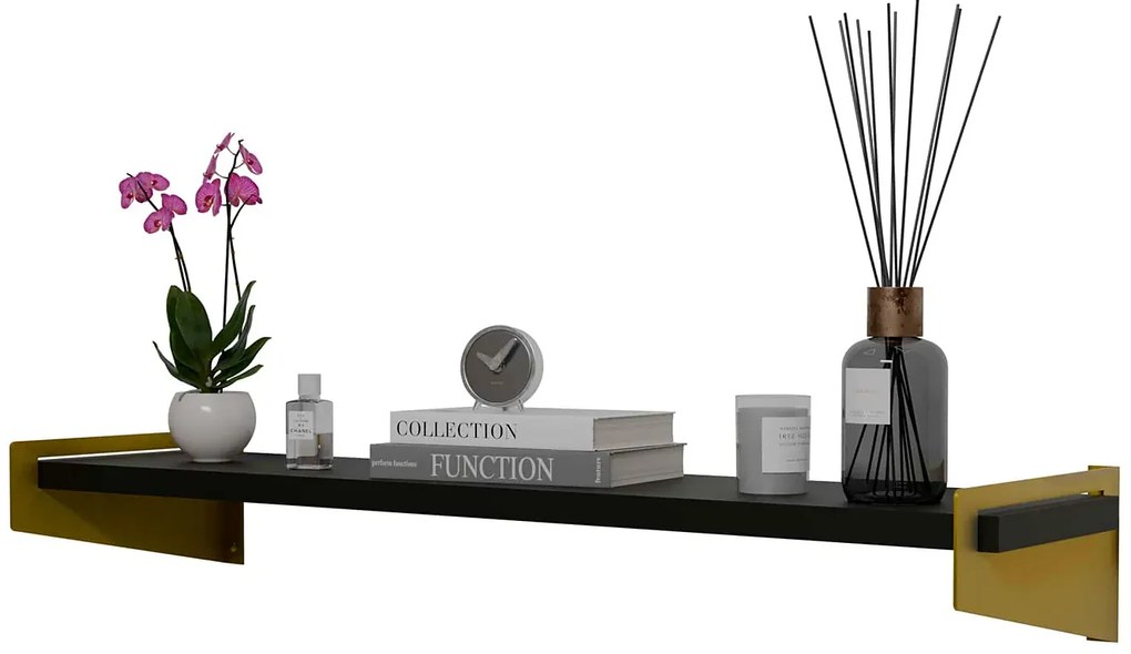 Wisząca Półka W Stylu Glamour Złoty + Czarny D3-P55