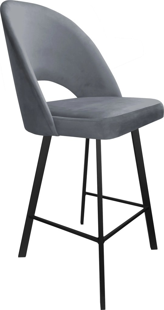 Hoker POLO krzesło barowe tkanina Welur podstawa metalowa hoker do kuchni : Kolor nogi - Czarna profil, Kolor tkaniny - VELVET - BL14, Typ siedziska - Siedzisko stałe