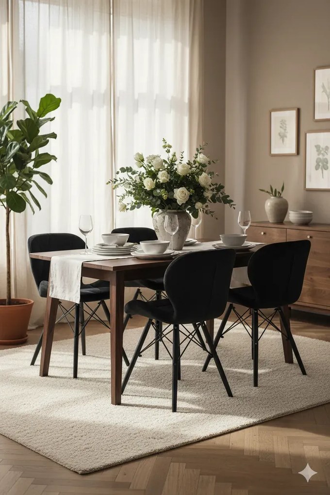 Czarne welurowe krzesło pikowane do stołu M5-N42