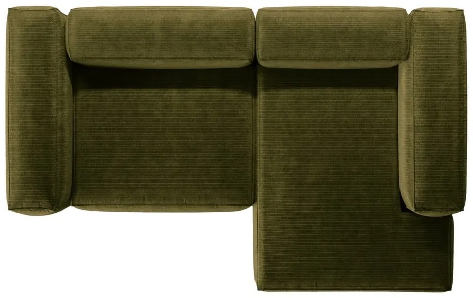 Zielony sztruksowy narożnik (prawostronny/z szezlongiem) Bergamo – Cosmopolitan Design