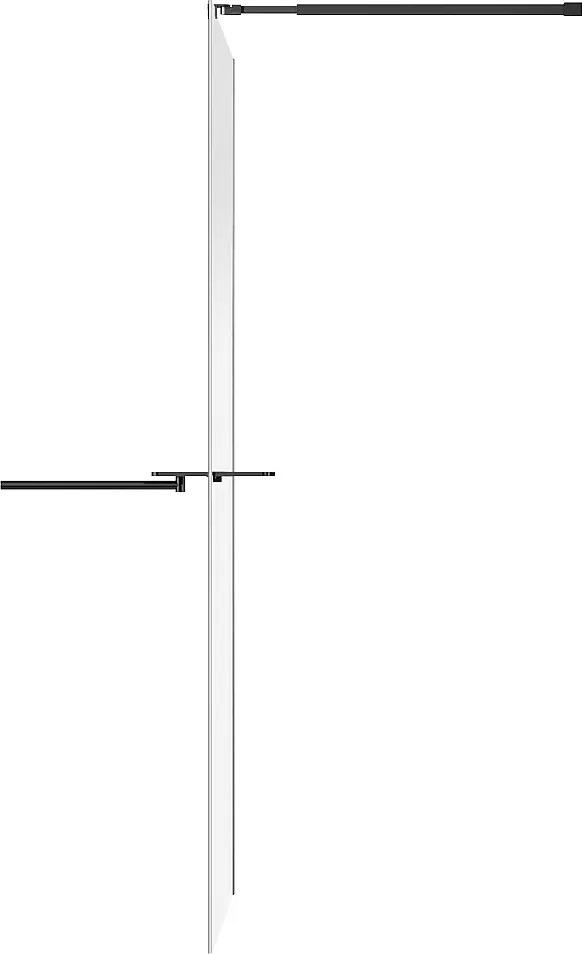 Ścianka prysznicowa dymiona do kabiny walk-in z wieszakiem na ręczniki i półeczkami - 120 x 200 cm - Czarny mat - POMARO