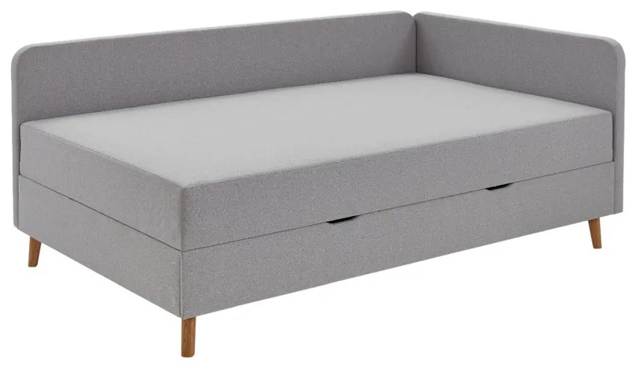 Jasnoszare tapicerowane łóżko jednoosobowe ze schowkiem 120x200 cm Cabana – Meise Möbel