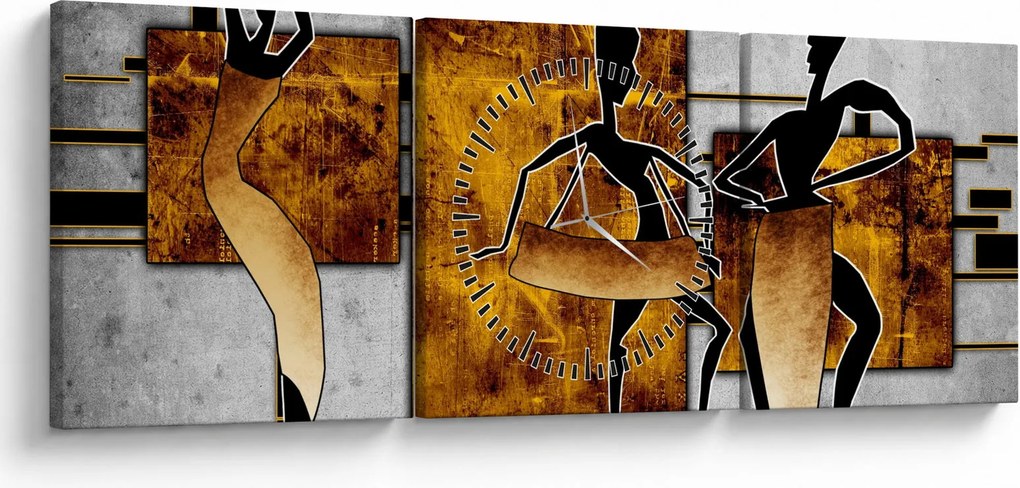 Obraz - Motywy kultury afrykańskiej (z zegarem) (90x30 cm)