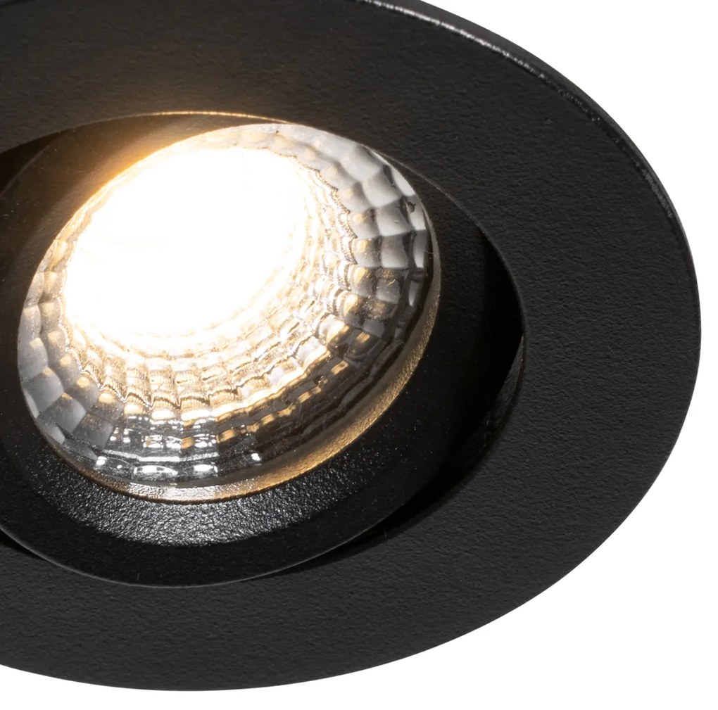 Set van 6 inbouwspots zwart kantelbaar 6,5cm incl. LED IP54 ultra slim - Pupil Nowoczesny Oswietlenie wewnetrzne