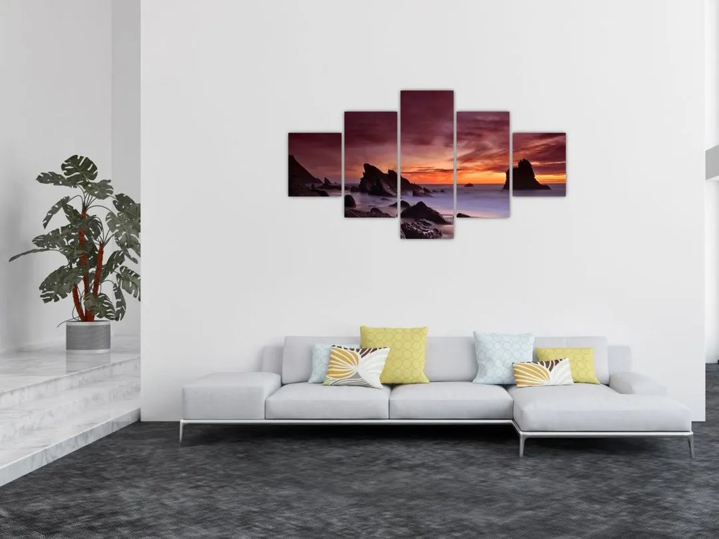 Obraz zachodu słońca na wybrzeżu (125x70 cm)
