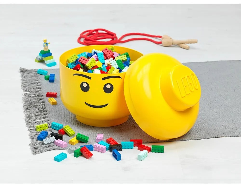 Żółty pojemnik w kształcie głowy LEGO® Silly, ⌀ 16,3 cm