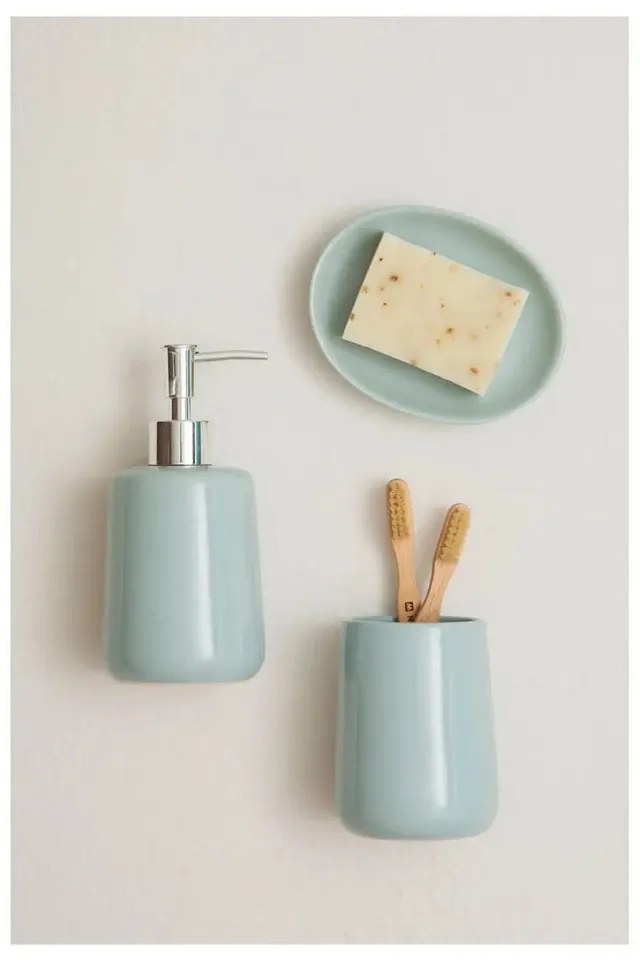 Jasnoniebieski kamienny zestaw akcesoriów łazienkowych Moon – Premier Housewares