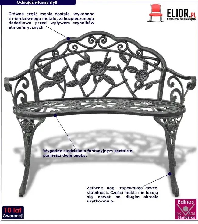 Metalowa Ławka Ogrodowa S3-L85