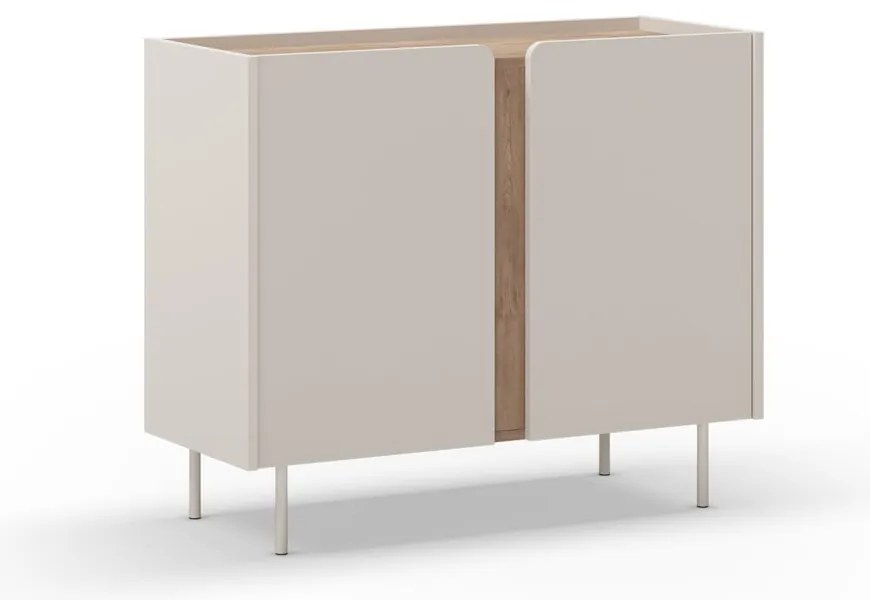 Kremowo-naturalna szafka w dekorze dębu 100x82,5x40 cm Lucile – Marckeric