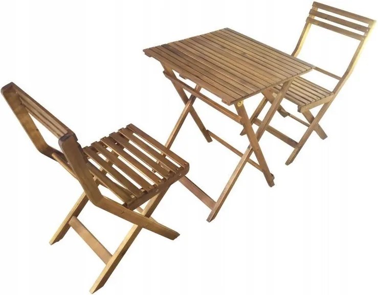 Zestaw mebli ogrodowych składanych Woodin - stolik i 2 krzesła