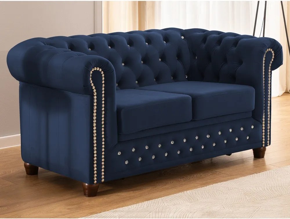 Niebieska aksamitna rozkładana sofa 148 cm York Blik – Ropez