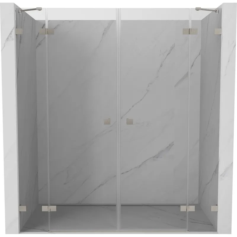 Mexen Lunar Duo drzwi prysznicowe uchylne 180 cm, transparent, nikiel szczotkowany - 834D-180-000-97-00