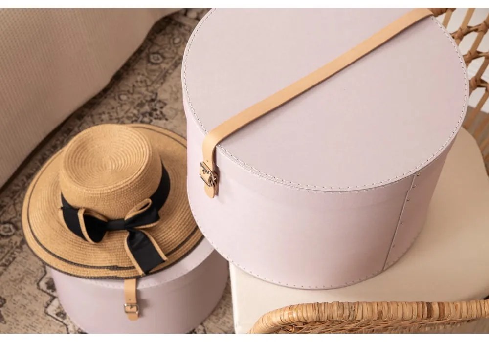 Jasnoróżowe kartonowe pojemniki zestaw 2 szt. z pokrywką ø 37,5x25 cm Rut Restore Paper Laminate – Bigso