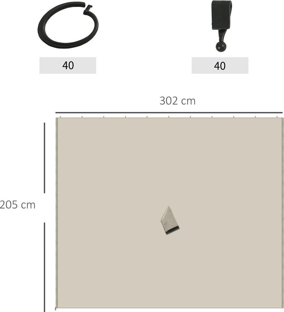 Outsunny Ściany Boczne Do Pawilonu Ogrodowego 3x3m Poliester Błyskawiczny Zamek Beżowe Wytrzymałe Słupki Szyny Przesuń Set 4 Ścian Bocznych Aosom PL