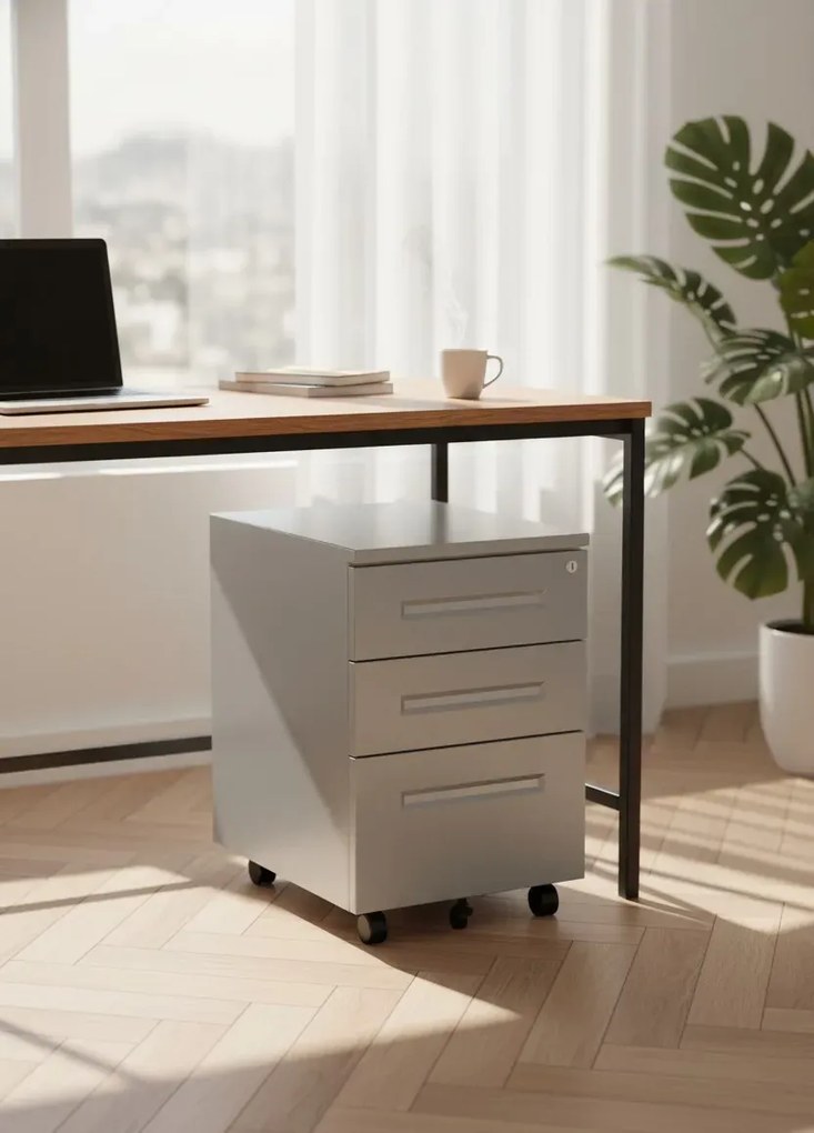 Szary zamykany kontenerek na kółkach L5-R51