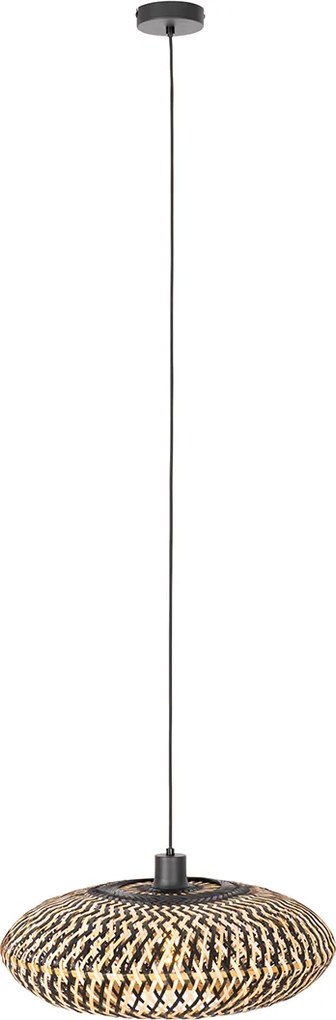 Orientalna lampa wisząca czarna bambusowa 50 cm - Ostrava