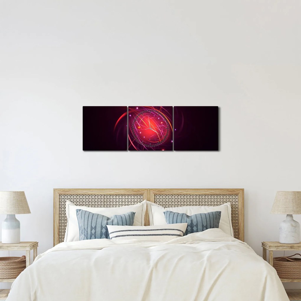 Współczesny obraz abstrakcji (z zegarem) (90x30 cm)