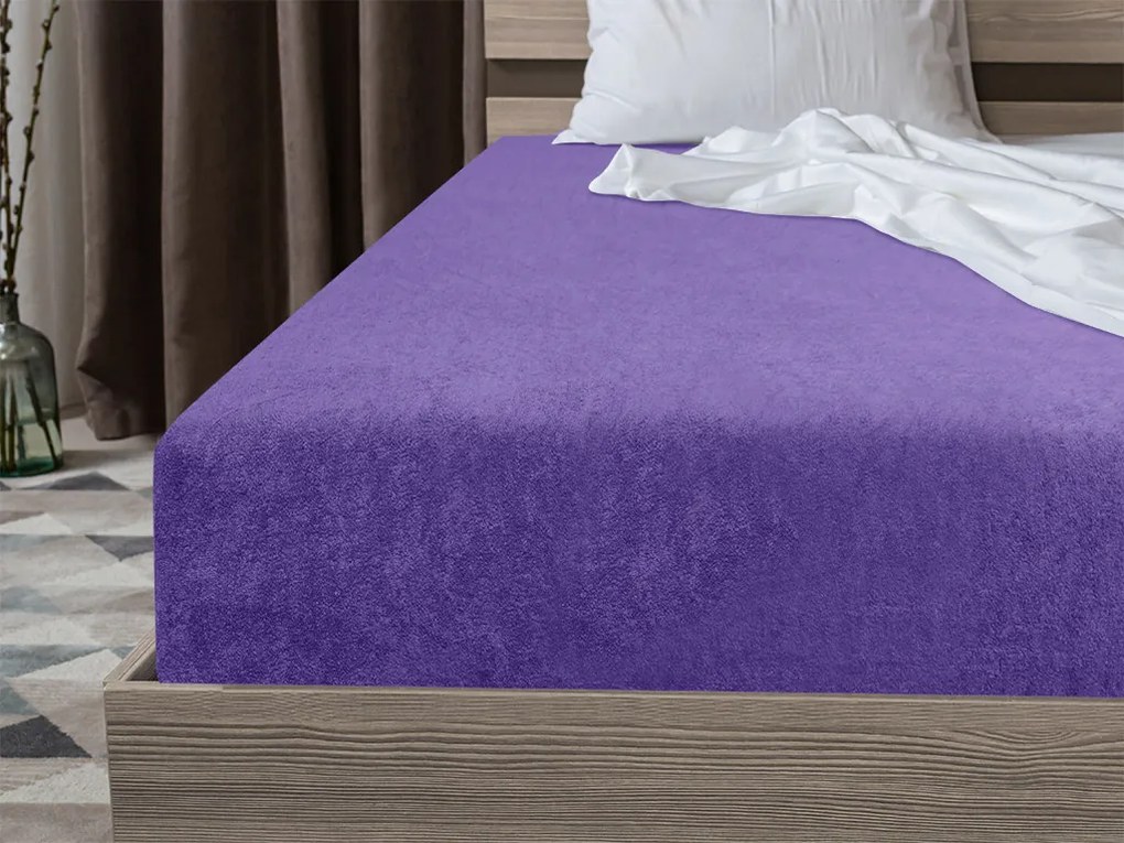 PrzytulneMieszkanie.pl Prześcieradło frotte EXCLUSIVE ciemnofioletowe 90 x 200 cm