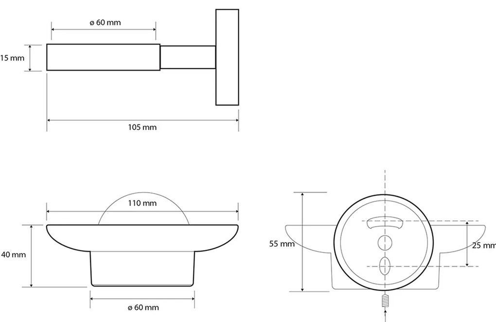 SAPHO XB800 X-round black mydelniczka, szkło mleczne, czarny
