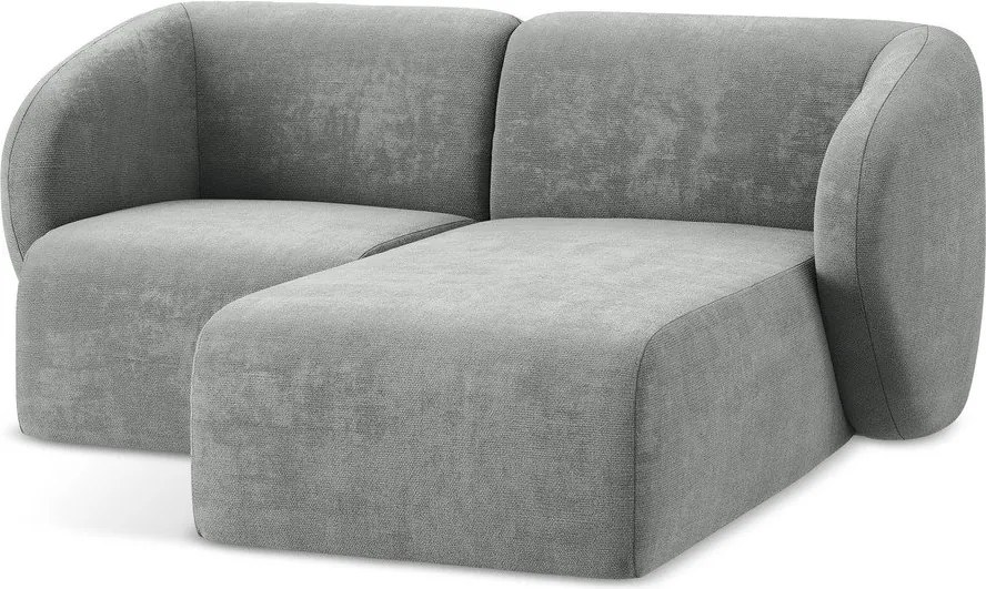 Szary narożnik z tkaniny szenilowej (prawostronny/z szezlongiem) Lani – Makamii