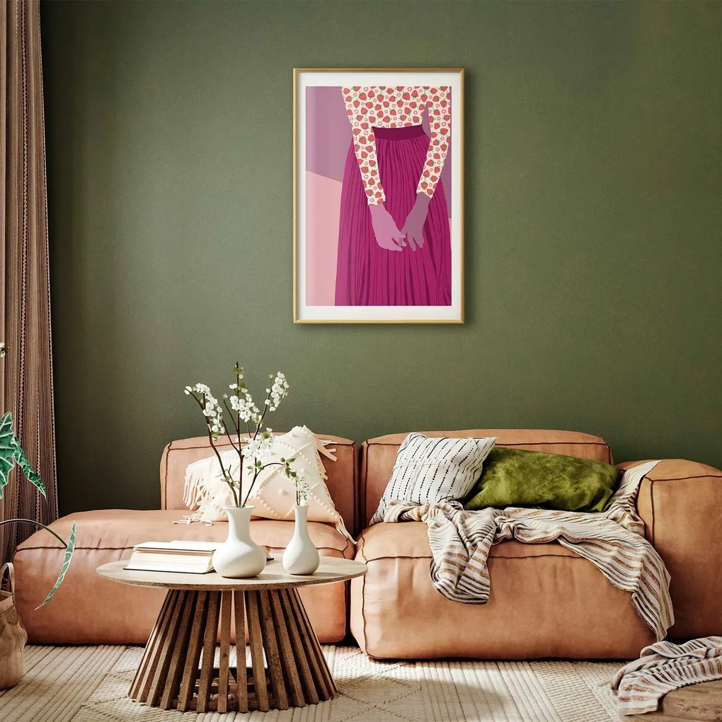 Plakat Truskawkowa pani 60x90 cm z ramą złotą z marginesem ARTGEIST B