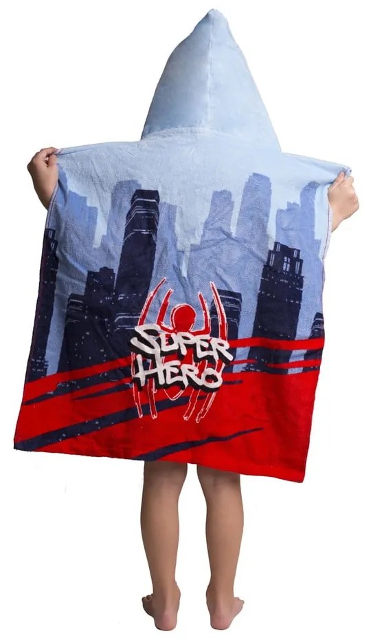 Czerwono-niebieskie ponczo dziecięce frotte Spider-Man – Jerry Fabrics