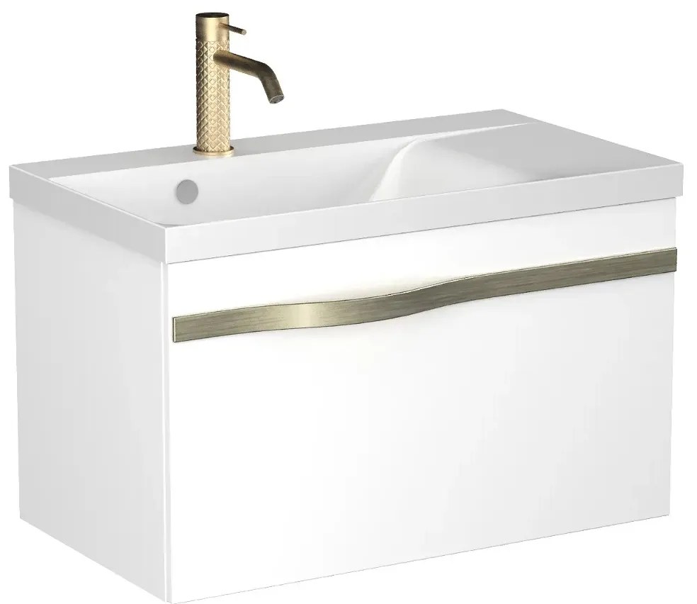 Szafka pod umywalkę VOG 69 cm biały połysk z uchwytem stalowym KROFAM