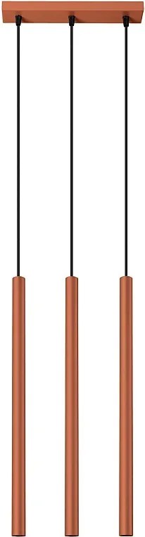 Lampa Wisząca Nowoczesny Pastelo, Stal - 3 Źródło - L.30 X H.94 Cm - Ochra Czerwona