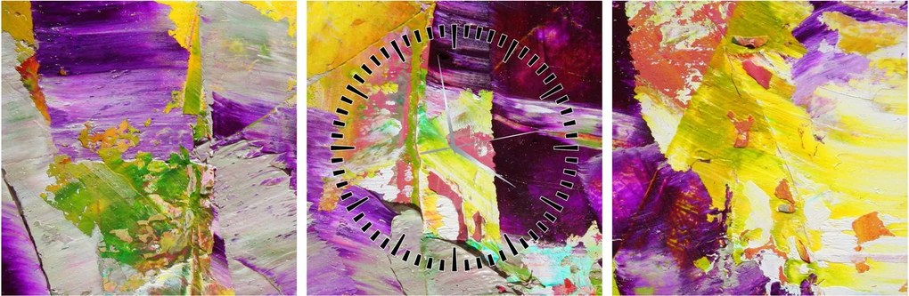 Obraz abstrakcji - malarstwo (z zegarem) (90x30 cm)