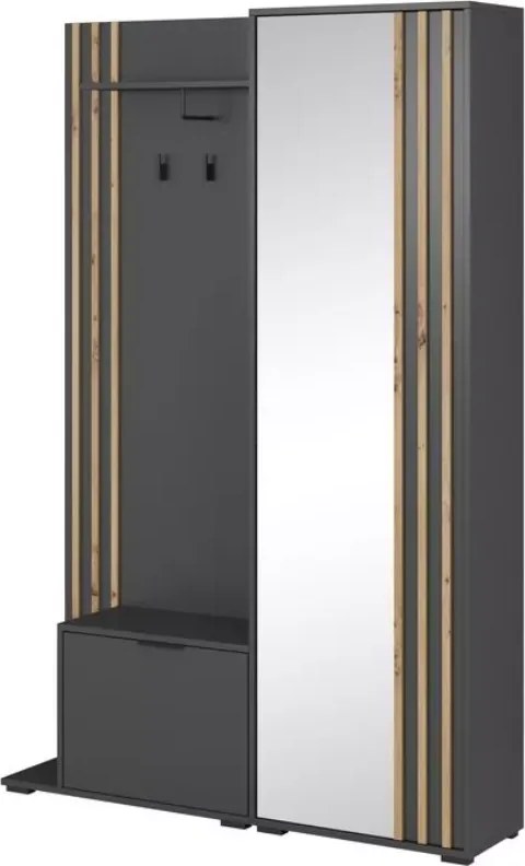 Garderoba z lustrem Belfast 131cm szafa lamele przedpokój siedzisko ławka