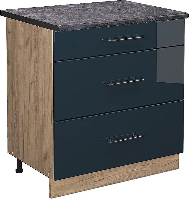 Szafka dolna do kuchni ciemnoniebieski wysoki połysk 80x60x82 fame-line