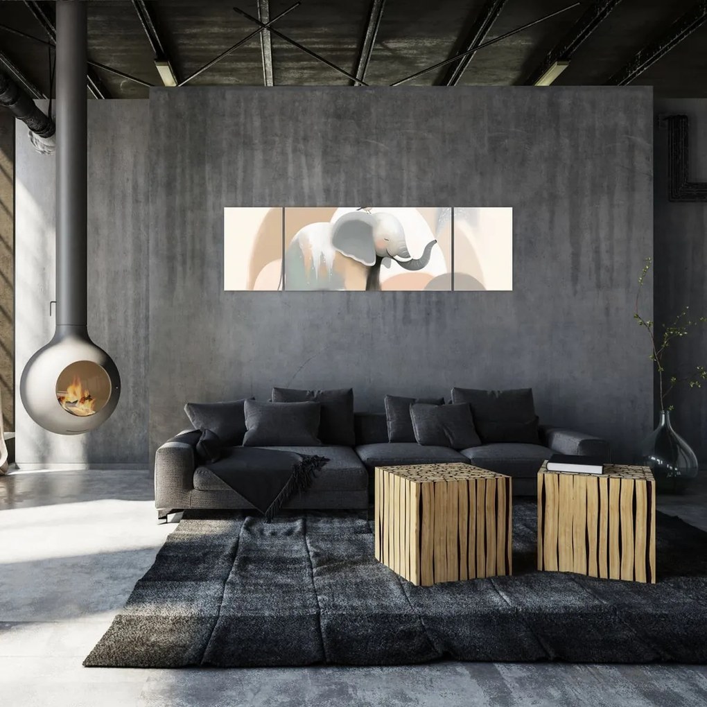Obraz - Słoń w pastelowych kolorach (170x50 cm)