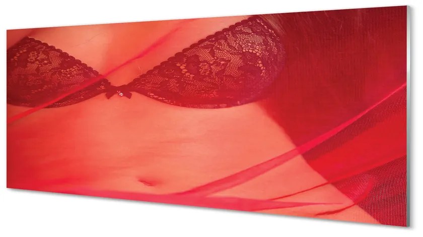 Panel szklany do Kuchni Kobieta pod Czerwonym Tiulem