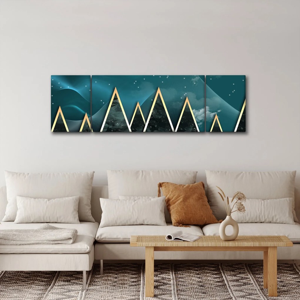 Obraz - Księżyc w pełni nad złotymi górami (170x50 cm)