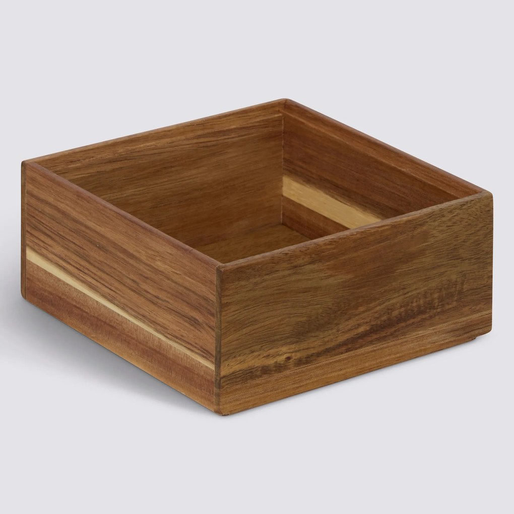 Kwadratowy drewniany organizer TIDY SMART, 15 x 15 x 7 cm